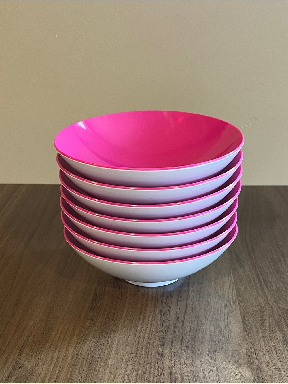Zak! Designs Melamine Lotus Hot Pink Fuchsia Bowls (7) Outdoor Pool Beach Party